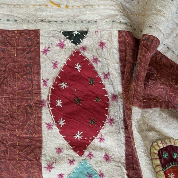 Vintage Handmade Indian Kantha quilt king size Elephant Patchwork Boho Bedspread - Picture 14 of 15